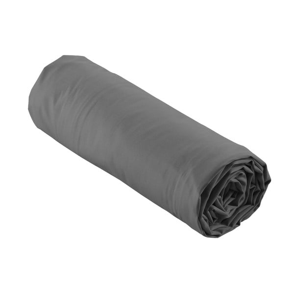 Antracitová napínacia plachta z bavlneného perkálu 90x190 cm Percaline – douceur d'intérieur-image-4