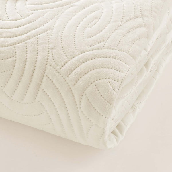 Béžový zamatový pléd 220x240 cm Solange – douceur d'intérieur-image-1