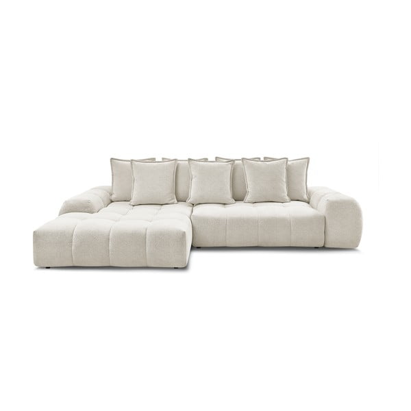 Biela ženilková rozkladacia/s úložným priestorom rohová pohovka (ľavý roh/s leňoškou) Everest – Bobochic Paris