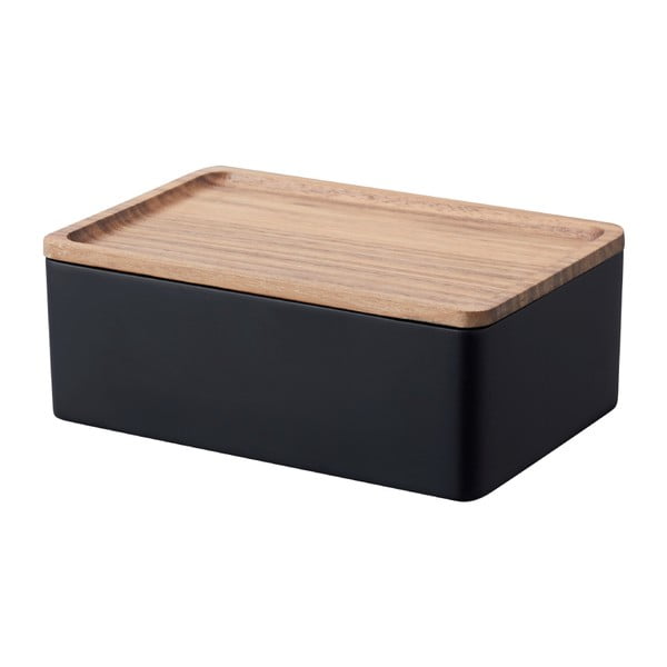 Čierny úložný box s vekom 18.5x12.5x7 cm Rin – YAMAZAKI