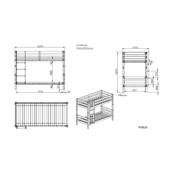 Biela poschodová detská posteľ 90x200 cm Pino – Vipack-image-4