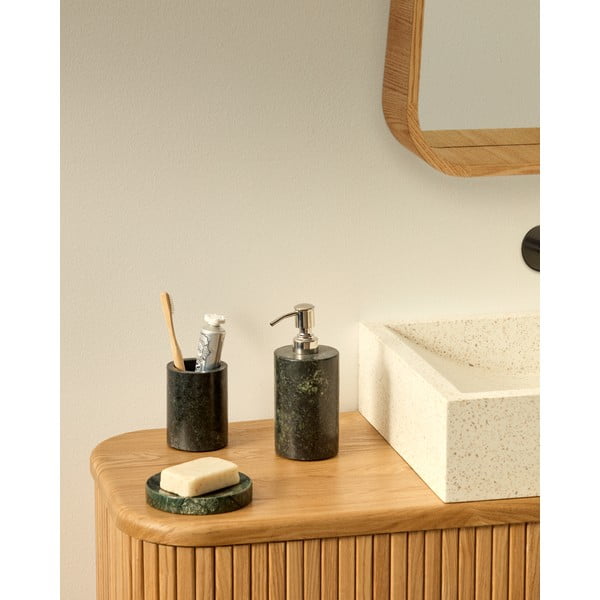 Tmavozelená mramorová nádobka na mydlo Elenei – Kave Home-image-2