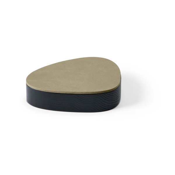 Zelený/čierny drevený/z eko kože úložný box s vekom/dekoratívny 14x12,5x3,5 cm Curve Nupo – LIND DNA