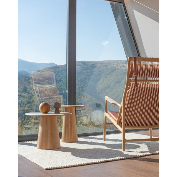 Okrúhly odkladací stolík z dubového dreva ø 40 cm Mushroom – Gazzda-image-1