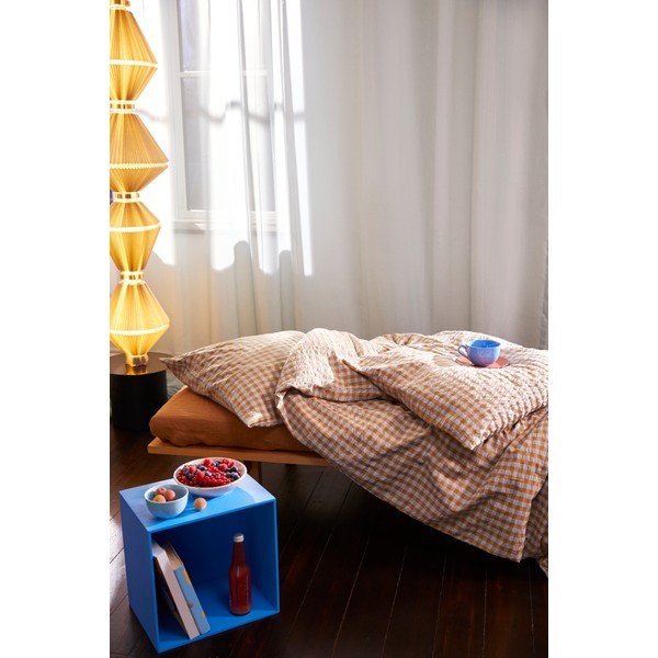 Okrovožlto-svetlomodré krepové obliečky na jednolôžko 140x200 cm Bæk&Bølge – JUNA-image-4