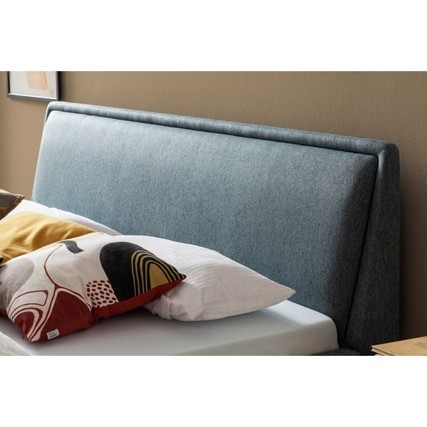 Zelená/modrá čalúnená dvojlôžková posteľ s úložným priestorom s roštom 160x200 cm Frieda – Meise Möbel-image-4