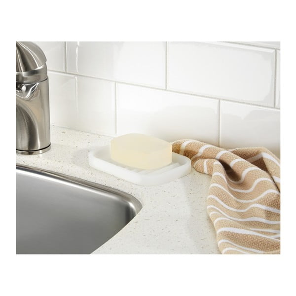 Biela podložka pod mydlo iDesign Lineo, 12,5 x 9 cm-image-1