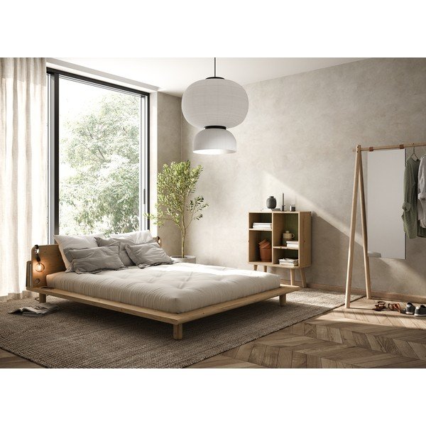 Dvojlôžková posteľ s lampičkami a čiernym matracom Double Latex Karup Design Peek, 160×200 cm-image-1