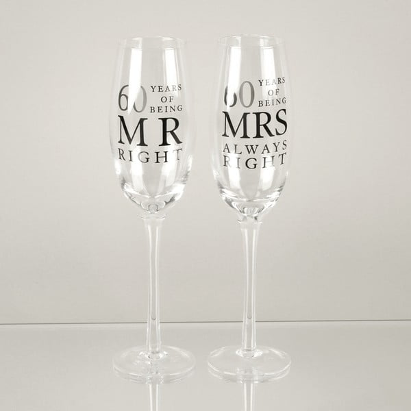 Sada 2 pohárov na šampanské k 60. výročiu Amore Mrs. Always Right, 180 ml