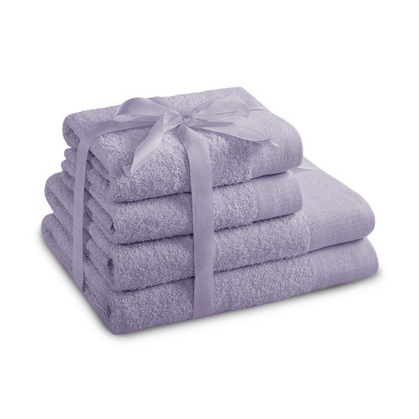 Froté bavlnené uteráky a osušky v súprave 4 ks v levanduľovej farbe Amari – Restilo