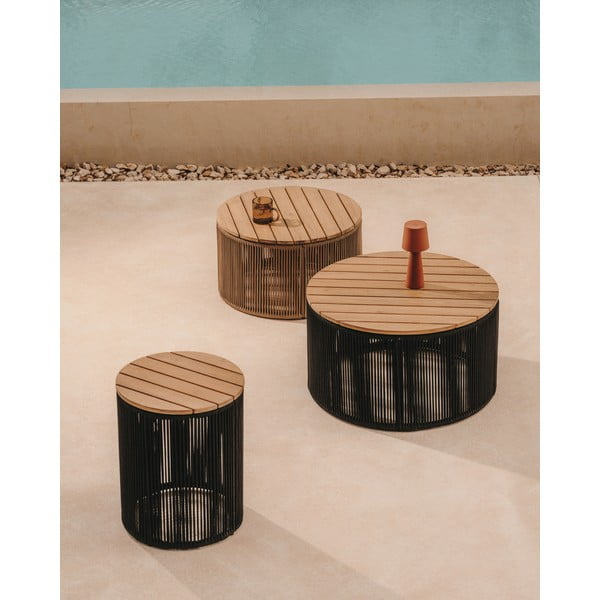 Okrúhly záhradný odkladací stolík s doskou z akácie ø 60 cm Dandara – Kave Home-image-1