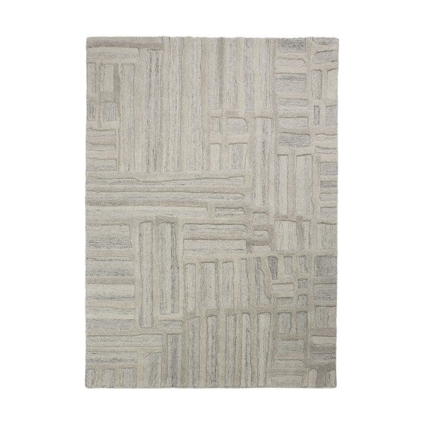 Sivobéžový ručne tkaný vlnený koberec 140x200 cm Elva  – Flair Rugs