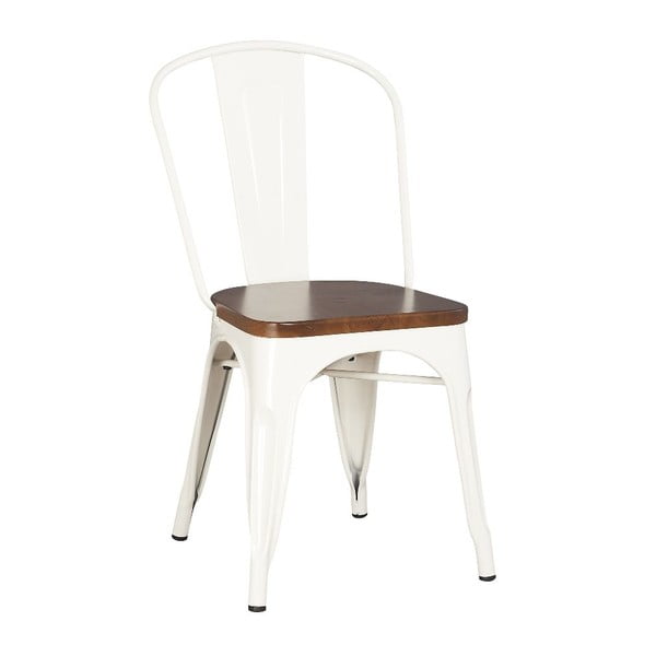 Biela stolička z dreva midi a kovu Moycor