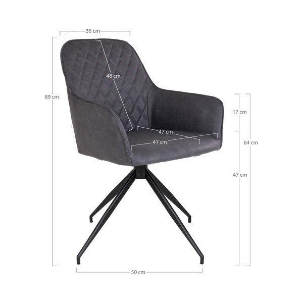 Tmavosivé čalúnené jedálenské kreslo Harbo – House Nordic-image-3