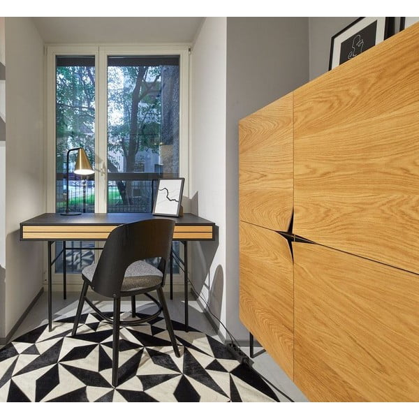 Čierny písací stôl Woodman Stripe, 130 x 60 cm-image-1