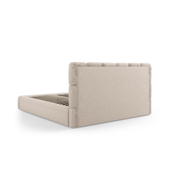 Béžová čalúnená dvojlôžková posteľ s úložným priestorom s roštom 180x200 cm Bellis – Micadoni Home-image-4