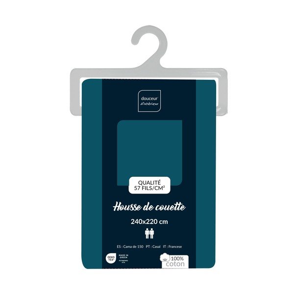 Bavlnená obliečka na perinu na dvojlôžko/predĺžená v petrolejovej farbe 240x220 cm Lina – douceur d'intérieur-image-2