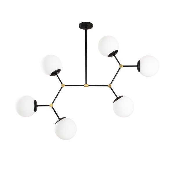 Čierno-biele závesné svietidlo so skleneným tienidlom Damar – Opviq lights-image-2