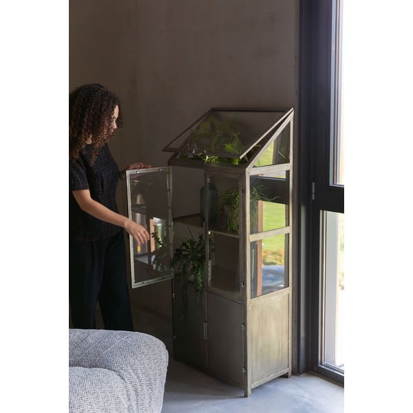 Sivá kovová vitrína 64x151x35 cm Monviso – Dutchbone-image-1