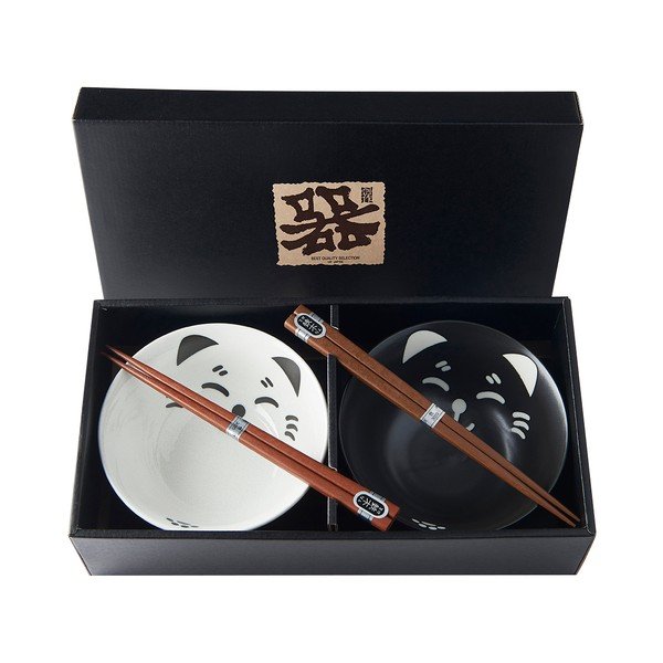 Set 2 misiek a jedálenských paličiek Mij Cat Face-image-2