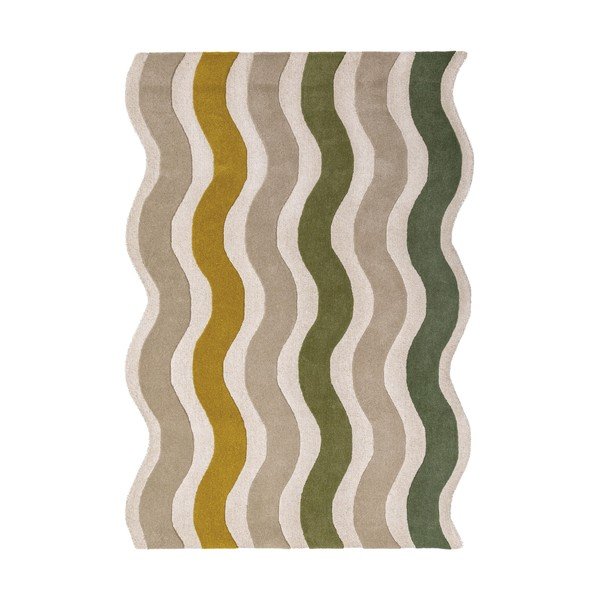 Zelený/v prírodnej farbe ručne tkaný vlnený koberec 200x290 cm Cascade Wool – Flair Rugs