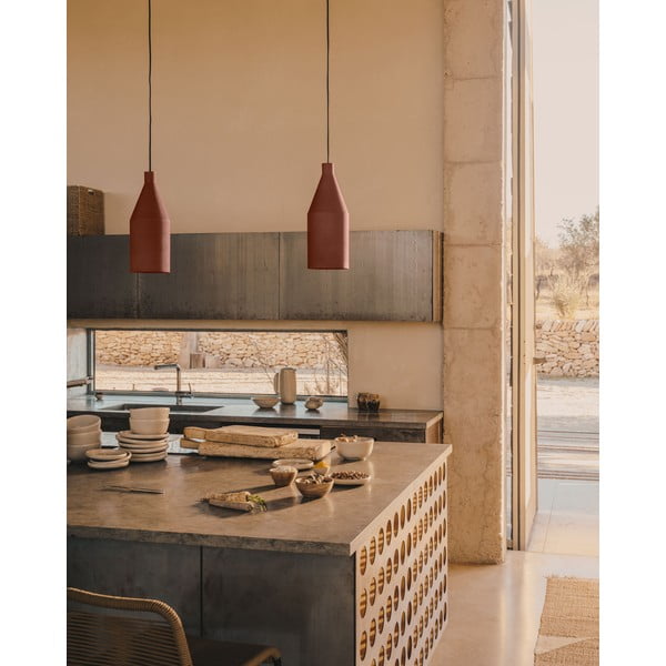 Závesné svietidlo v terakotovej farbe s kovovým tienidlom ø 15 cm Peralta – Kave Home-image-3