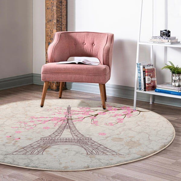 Svetloružový prateľný okrúhly koberec vhodný pre robotické vysávače ø 120 cm Comfort – Mila Home-image-1