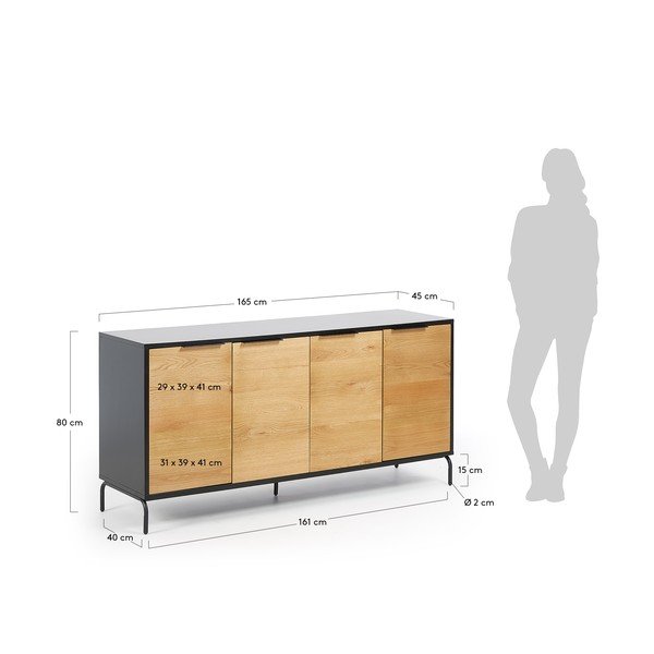 Čierno-hnedá komoda Kave Home SAVOI, 165 x 80 cm-image-4