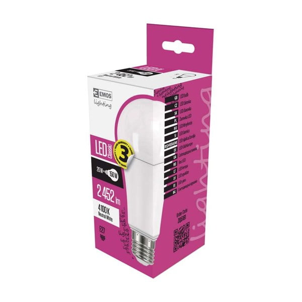 LED žiarovka EMOS Classic A67 Neutral White, 20W E27-image-1