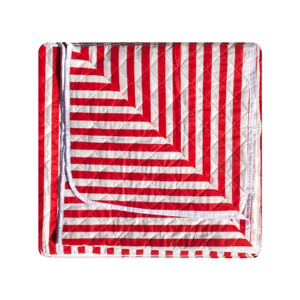 Červeno-biely pruhovaný prešívaný pléd cez posteľ Stripes, 160 × 230 cm-image-3