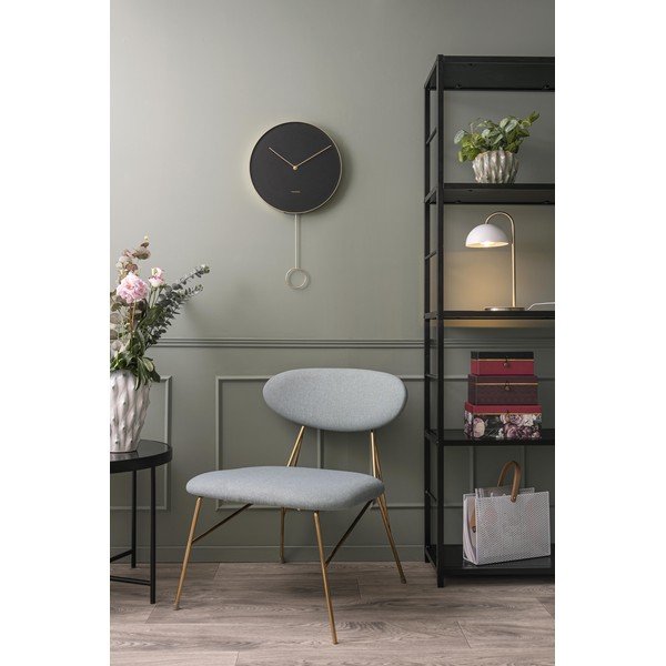 Čierne nástenné kyvadlové hodiny Karlsson Pendulum, ø 34 cm-image-1