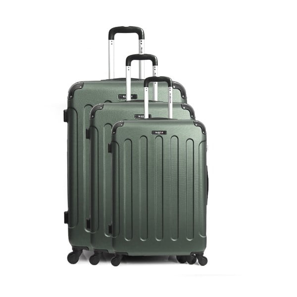 Sada 3 zelených cestovných kufrov na kolieskách Bluestar Vanity Cadenas