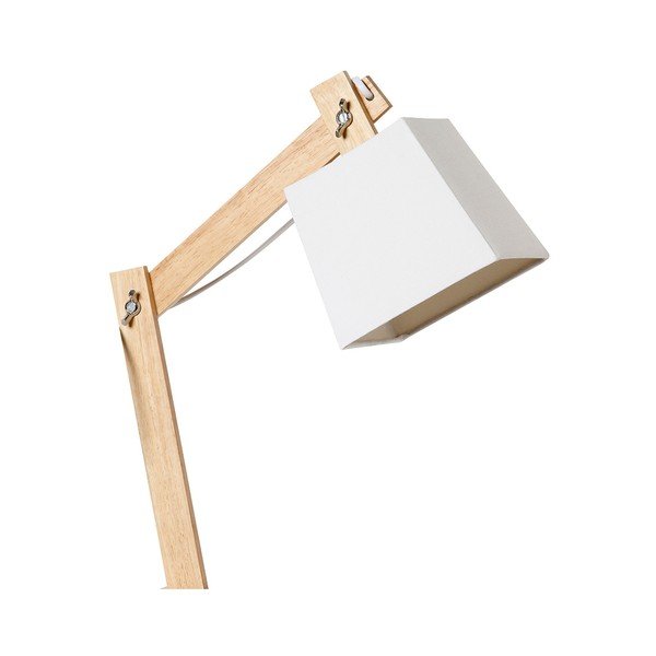 Biela stolová lampa s dřevěnou konstrukcí SULION Erasmo-image-2