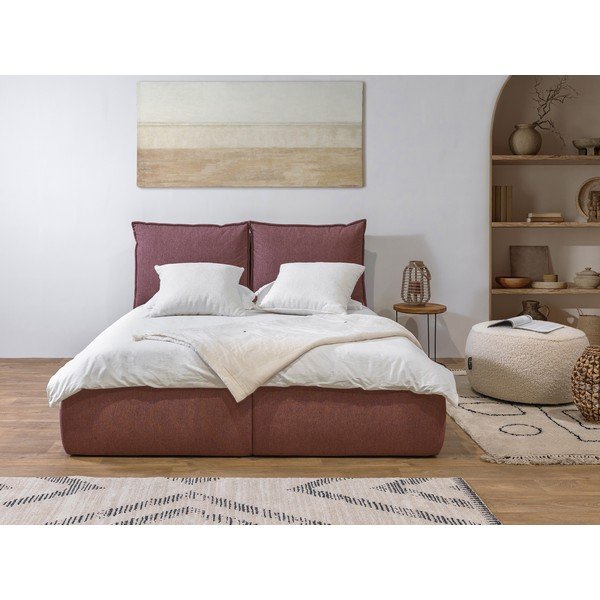 Ružová čalúnená dvojlôžková posteľ s úložným priestorom a roštom 160x200 cm Garancia – Bobochic Paris-image-1