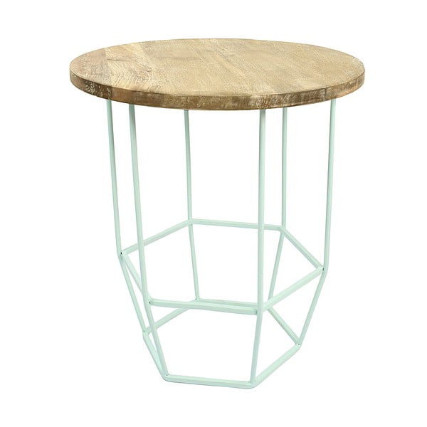 Mentolovozelený stolík so snímateľnou doskou z mangového dreva HF Living He×a Mint, ø  55 cm