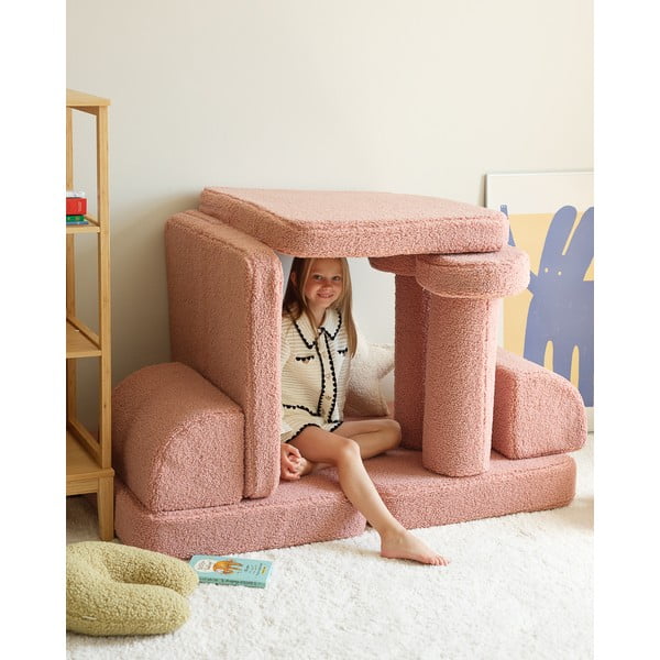 Ružová detská pohovka z textílie buklé 132 cm Settee – Wigiwama-image-3