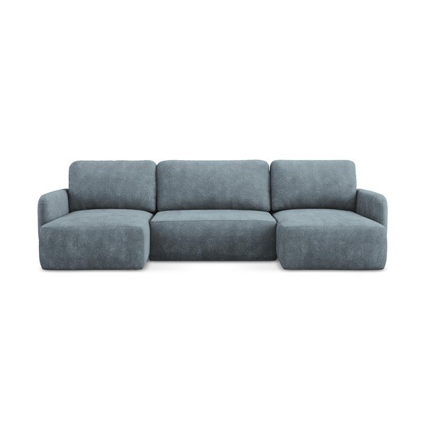 Sivomodrá ženilková rozkladacia/s úložným priestorom rohová pohovka (do tvaru "U") Lilo – Makamii