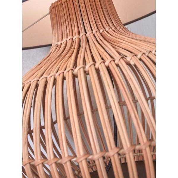Stolová lampa s textilným tienidlom v tmavo-šedo prírodnej farbe (výška 60 cm) Kalahari – Good&amp;Mojo-image-4