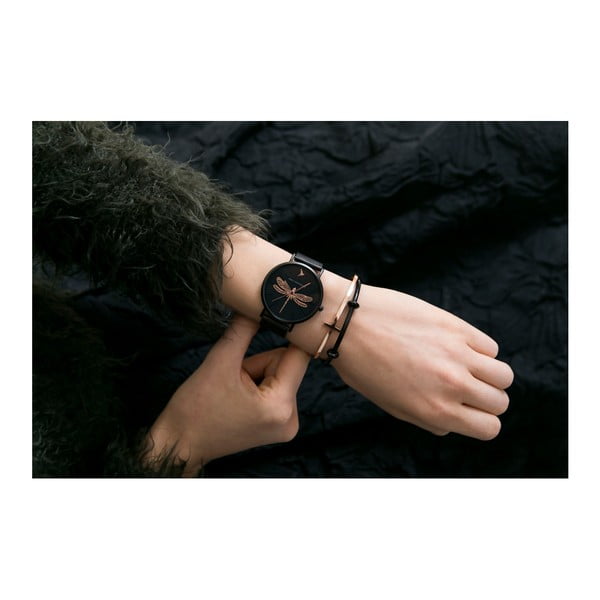 Dámske hodinky s antikoro čiernym remienkom Emily Westwood Miliya-image-4