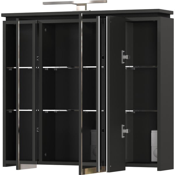 Antracitovosivá kúpeľňová skrinka so zrkadlom a osvetlením 76x74 cm Modesto - Germania-image-2