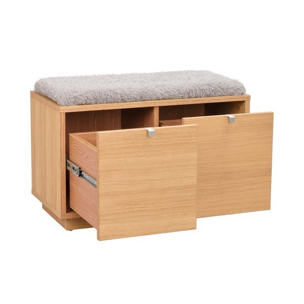 Skrinka na topánky v dekore duba s lavicou v sivo-prírodnej farbe Confetti – Rowico-image-3