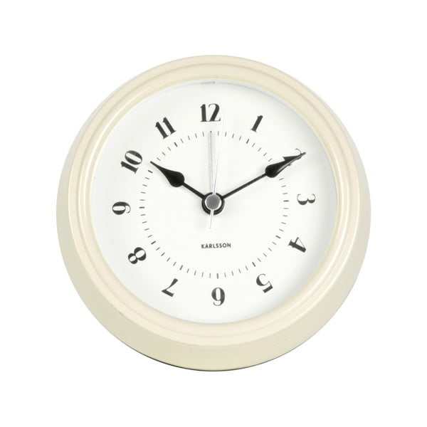Krémové nástenné hodiny Karlsson Fifties, priemer 11,5 cm