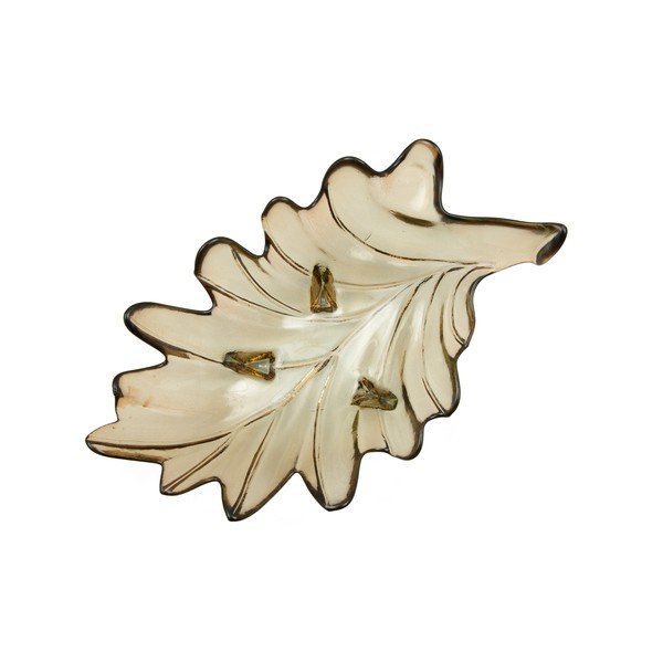 Sivá miska z recyklovaného skla Mauro Ferretti Leaf, 33 × 20 cm-image-4
