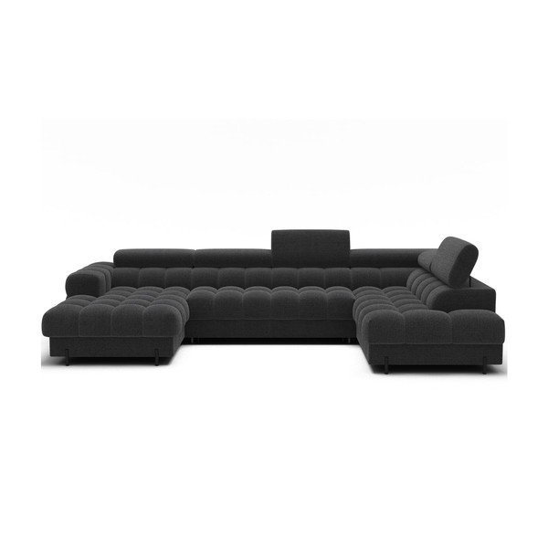 Tmavosivá rozkladacia rohová pohovka z textílie buklé (pravý roh/do tvaru "U") Feraria – ELTAP