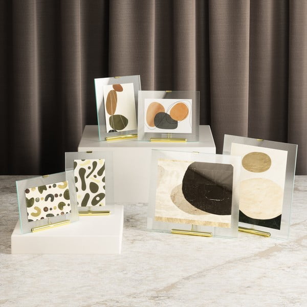 Sklenený stojací rámček v zlatej farbe 19x23 cm Flute – Umbra-image-3