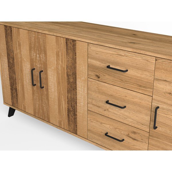 Nízka komoda v dekore duba v prírodnej farbe 181x81 cm Nordic – Marckeric-image-4
