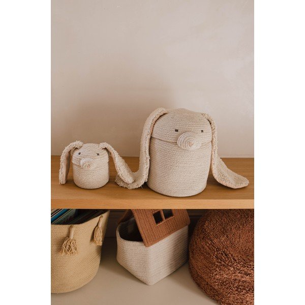 Krémový látkový detský kôš na hračky ø 15x15 cm Mini Rita the Rabbit – Lorena Canals-image-1
