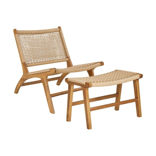 Kreslo s podnožkou s výpletom v prírodnej farbe Derby – House Nordic