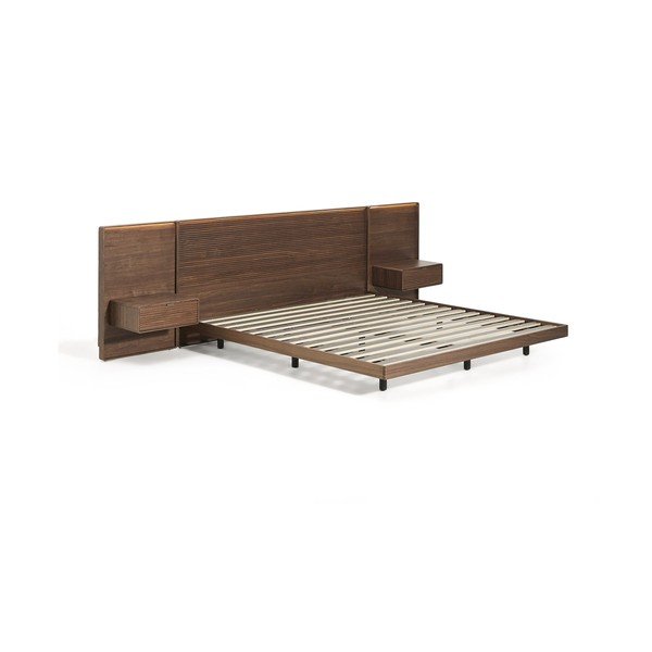 Hnedá dvojlôžková posteľ z brezového dreva s roštom 160x200 cm Norlen – Kave Home