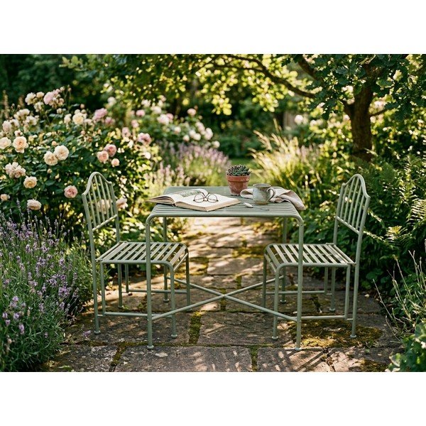 Zelená kovová záhradná stolička – Esschert Design-image-1